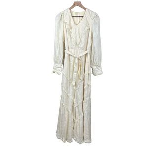 Trivia By Charm Of Hollywood Vintage Beige Long Sleeve Ruffled Dress‎ 13/14